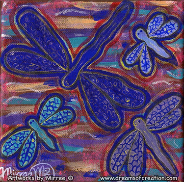 Small #3 Dragonfly Dreaming Contemporary Aboriginal Art Original Painting by Mirree